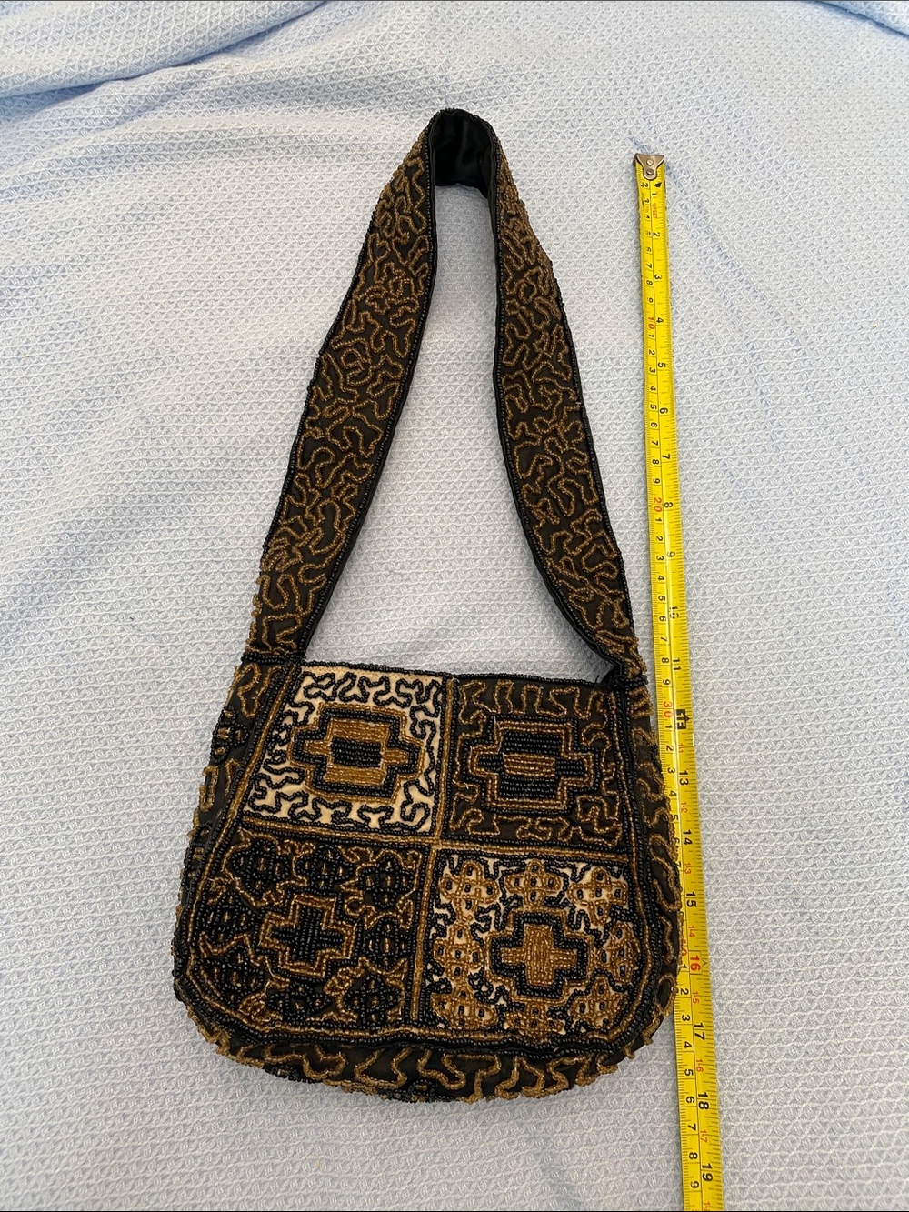 Handcrafted Beaded Shoulder Bag in Black & Brown